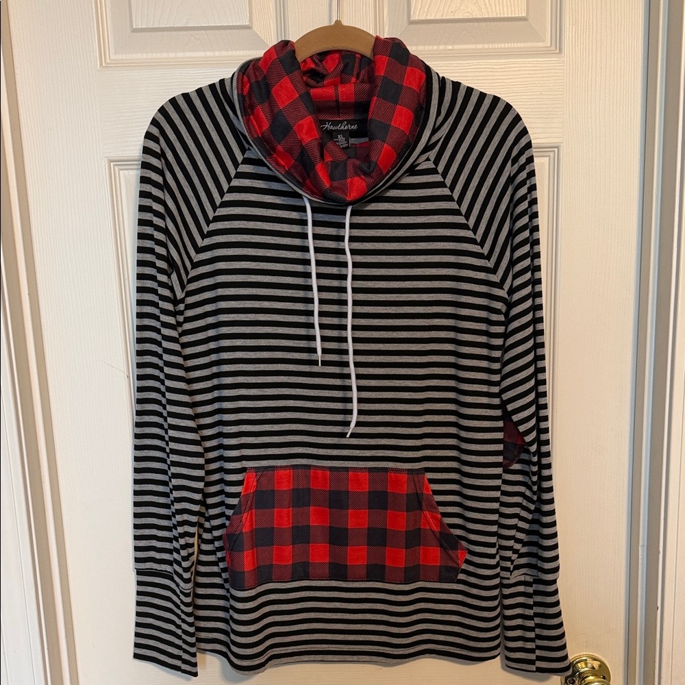 Hawthorne Red and Black Plaid Hoodie